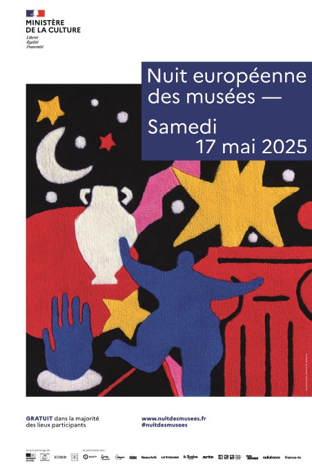 L’affiche a été réalisée par une artiste spécialisée dans le textile : Clotilde Puy, et par le studio graphique Pekelo.